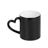 Кружка-хамелеон, чёрная с ручкой "сердце", 330 мл