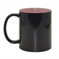 Кружка-хамелеон, чёрная, внутри розовая, 330 мл