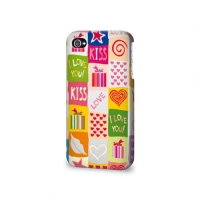 Чехол для 3D пластиковый белый глянцевый для iPhone 4/4s