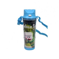 Бутылка для воды, пластиковая с ремешком, голубая, 460 мл