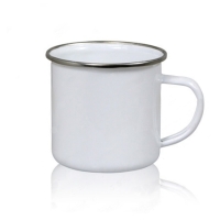 Кружка белая, металлическая,  330мл премиум