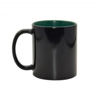 Кружка-хамелеон, чёрная, внутри зеленая,  330 мл