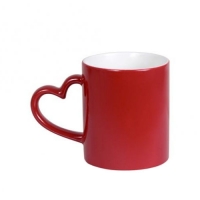 Кружка-хамелеон, красная с ручкой "сердце", 330 мл