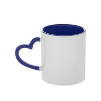 Кружка белая, с ручкой "сердце" синяя внутри