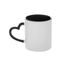 Кружка белая, с ручкой "сердце" чёрная внутри
