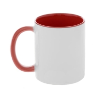Кружка красная внутри с красной ручкой, 330 мл