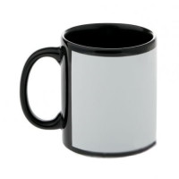Кружка чёрная, с белым полем для печати, 330 мл