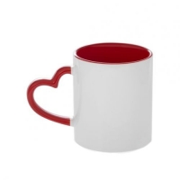 Кружка белая, с ручкой "сердце" красная внутри