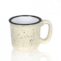Кружка бежевая в крапинку, керамическая, "эмалированная", 400 мл