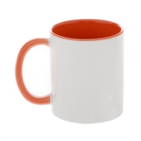 Кружка оранжевая внутри с оранжевой ручкой, 330 мл