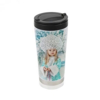 Термостакан стальной с крышкой, белый